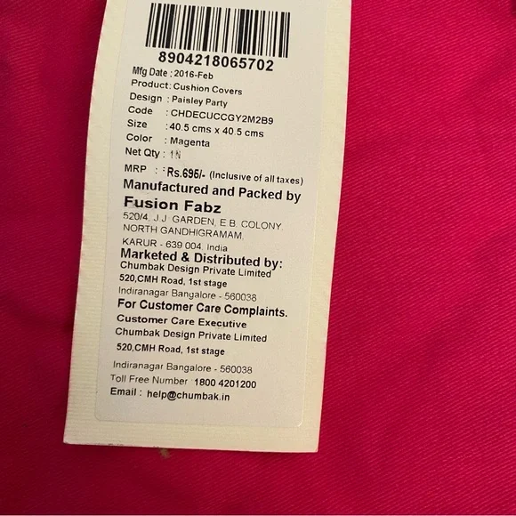 NWT Chumbak set of two 16 x 16 pillow shams design is paisley party - Picture 3 of 8